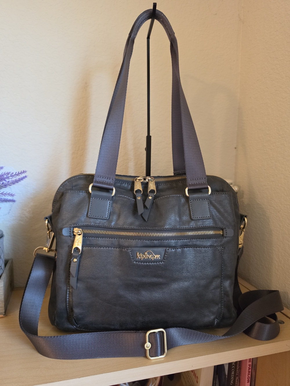 Kipling Slate Gray Shoulder Bag - Versatile Daily Carry